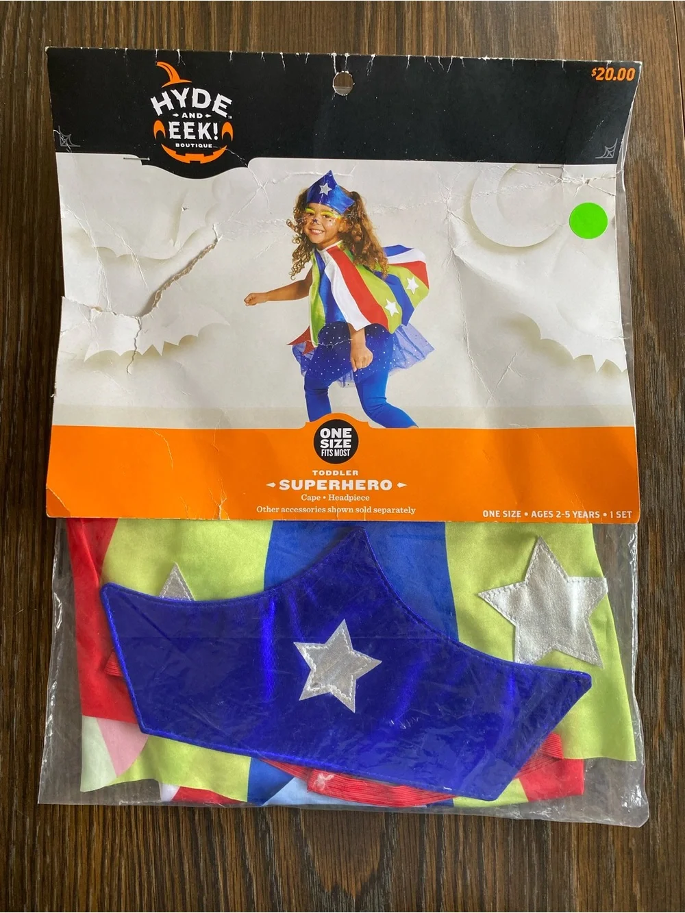 Toddler Superhero Costume Cape & Headpiece - Blue/Multicolor